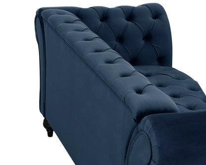 Emma Velvet 3 Seater Fabric Sofa - Midnight Blue