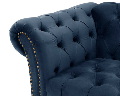 Emma Velvet 2 Seater Fabric Sofa - Midnight Blue