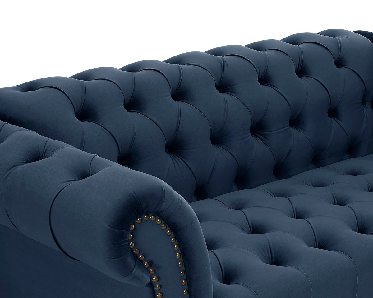 Emma Velvet 2 Seater Fabric Sofa - Midnight Blue