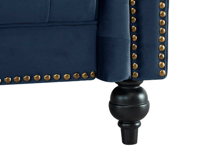 Emma Velvet 3 Seater Fabric Sofa - Midnight Blue