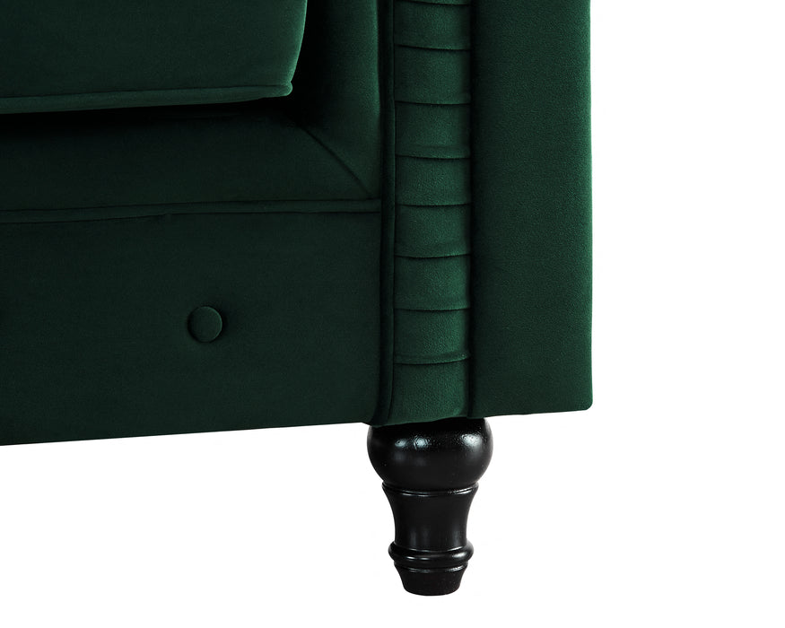 Harper Chesterfield 2 Seater Fabric Sofa - Pleat Green Velvet