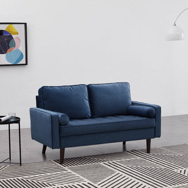 Anya 2 Seater Velvet Upholstered Cushion Sofa - Blue