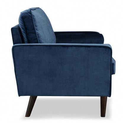 Anya 2 Seater Velvet Upholstered Cushion Sofa - Blue