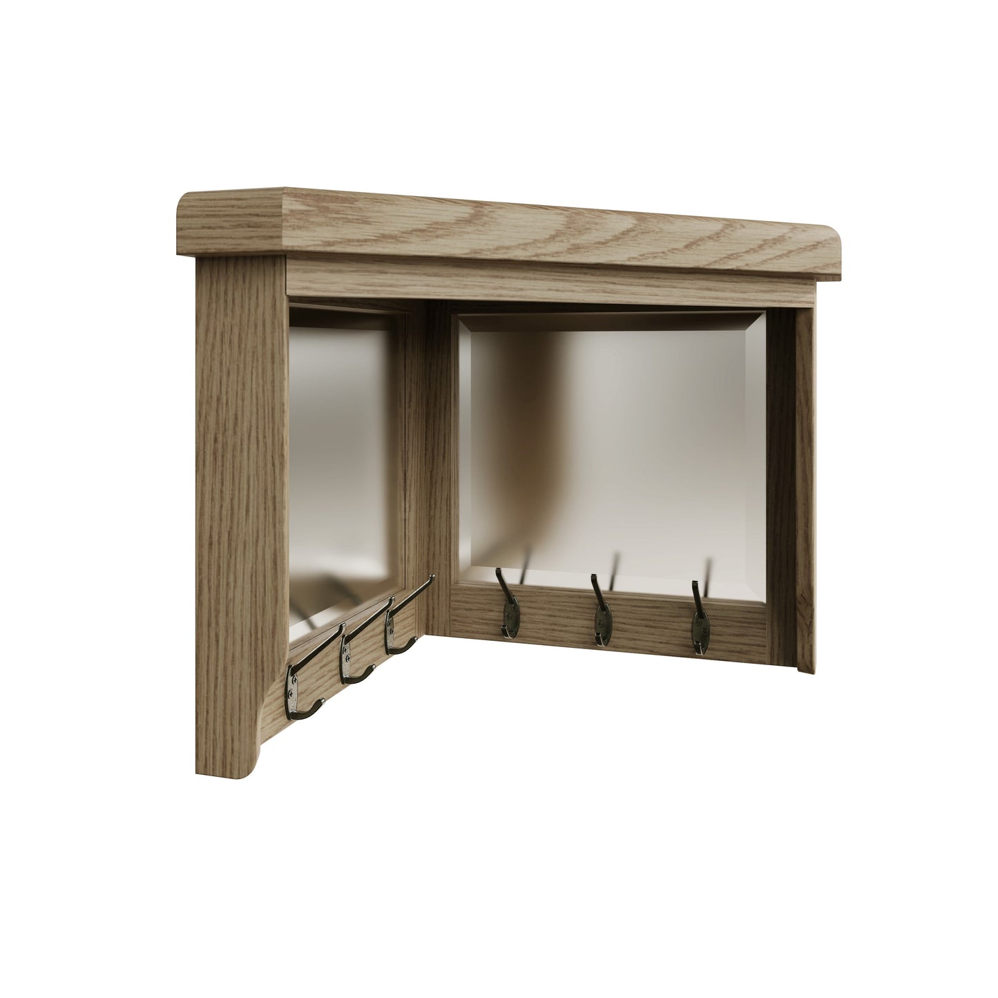 Helios Smoked Oak Corner Coat Rack with Mirror