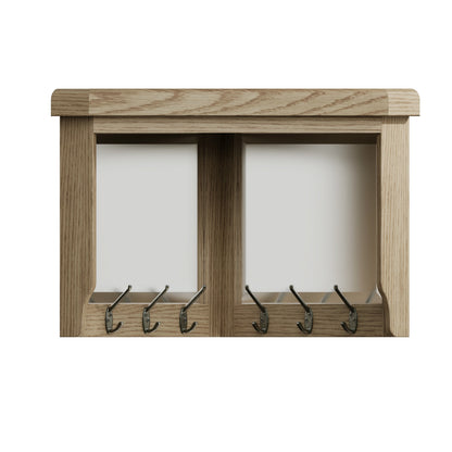 Helios Smoked Oak Corner Coat Rack with Mirror