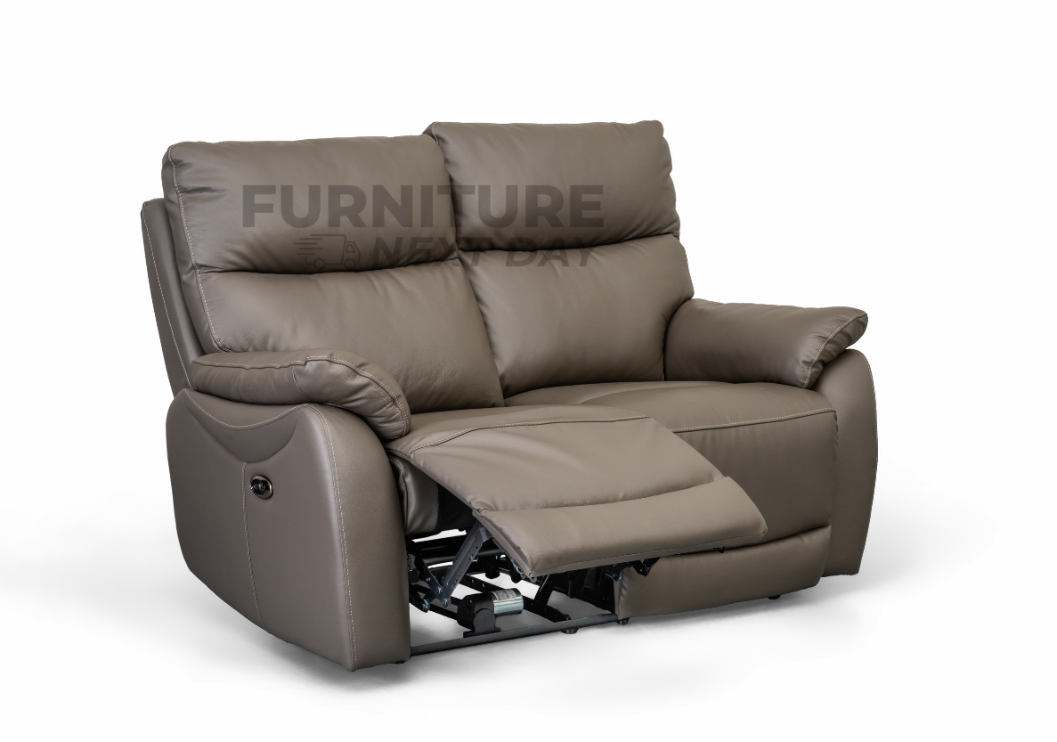 Hilltown 3RR +2R  Seater Leather Electric Recliner- Grey