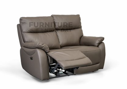 Hilltown 3RR +2R  Seater Leather Electric Recliner- Grey