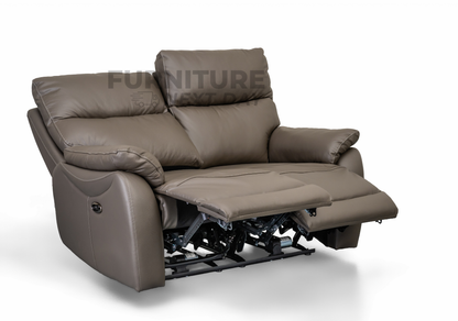 Hilltown 3RR +2R  Seater Leather Electric Recliner- Grey