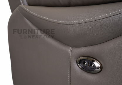 Hilltown 3RR +2R  Seater Leather Electric Recliner- Grey