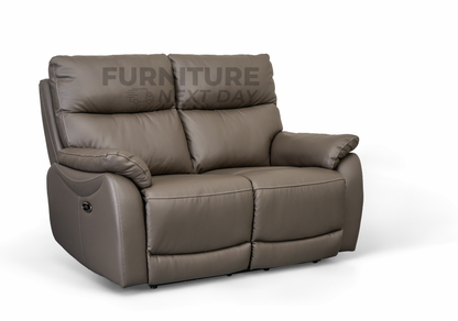 Hilltown 3RR +2R  Seater Leather Electric Recliner- Grey