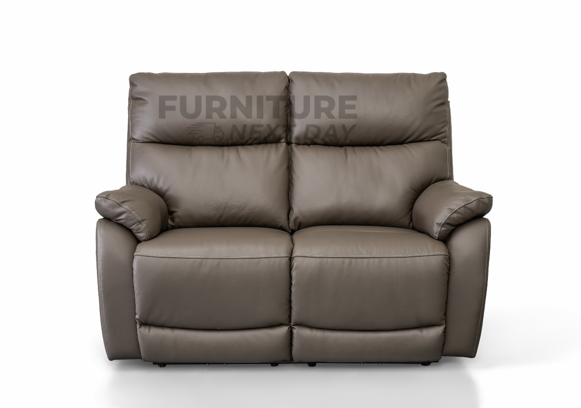 Hilltown 3RR +2R  Seater Leather Electric Recliner- Grey