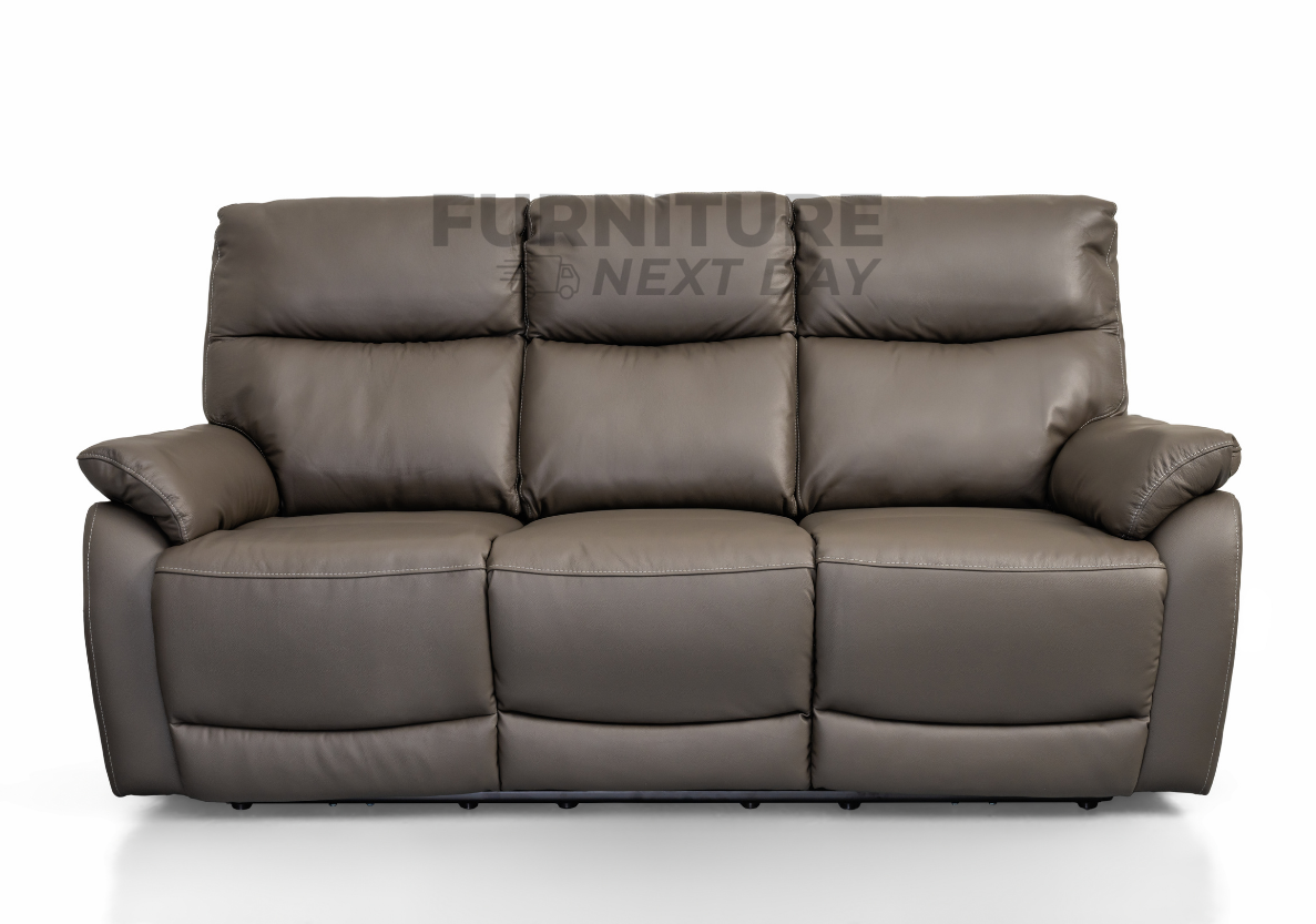 Hilltown 3RR +2R  Seater Leather Electric Recliner- Grey