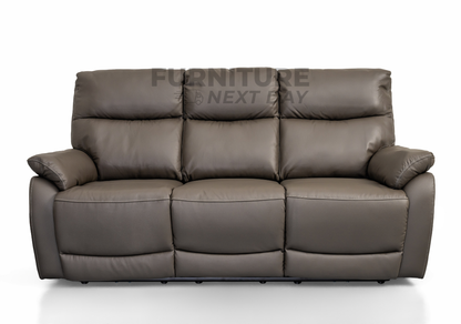 Hilltown 3RR +2R  Seater Leather Electric Recliner- Grey