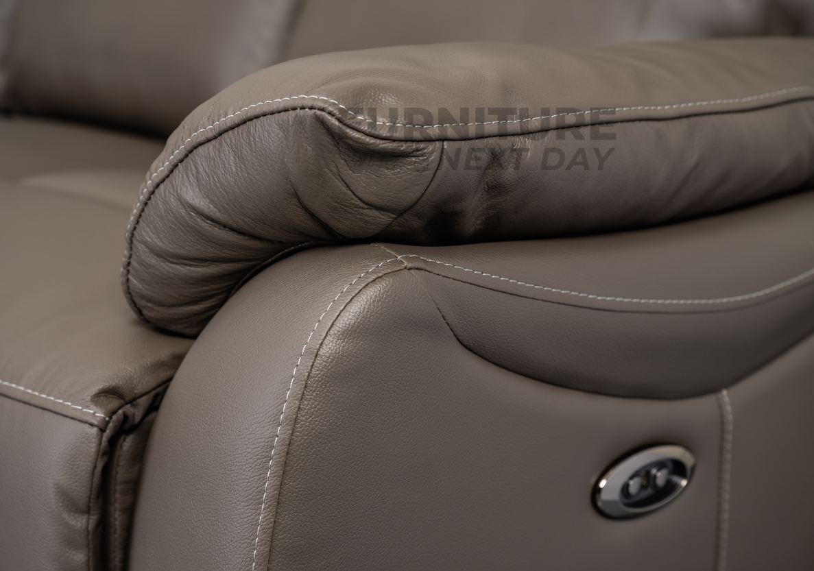 Hilltown 3RR +2R  Seater Leather Electric Recliner- Grey