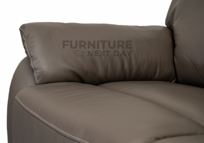 Hilltown 3 Seater Leather Electric Recliner - Grey