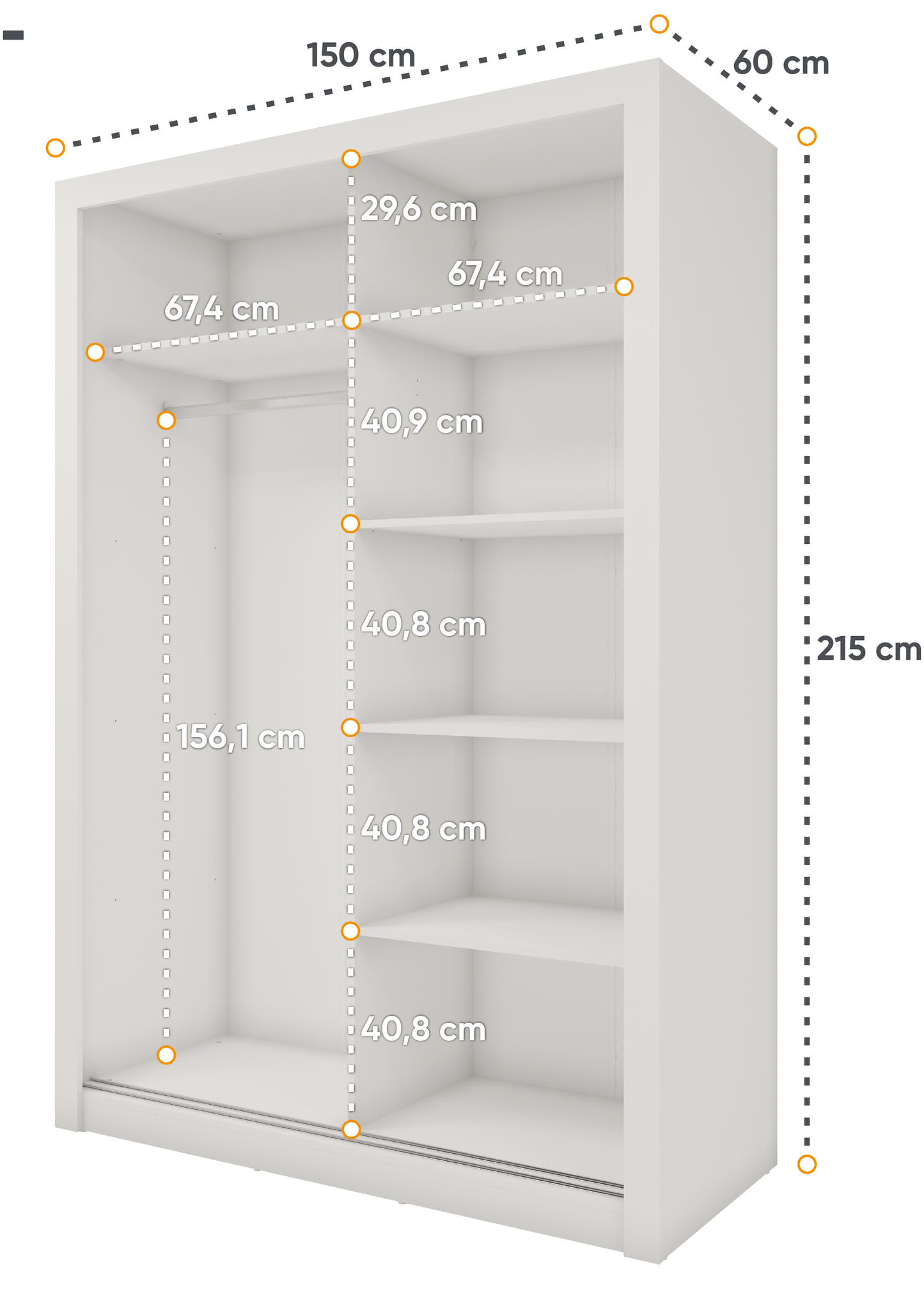 Venus 1.5m Sliderobe - White