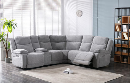 Frankfurt Corner Sofa -  Sectional 2-C-2 with Console Table - Light Grey