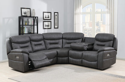 Palma Corner Sofa -  Sectional 2-C-2 with Drop Down Table - Grey