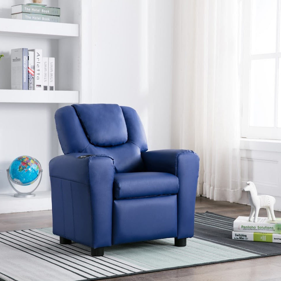 Childs Recliner with Cupholder - Blue