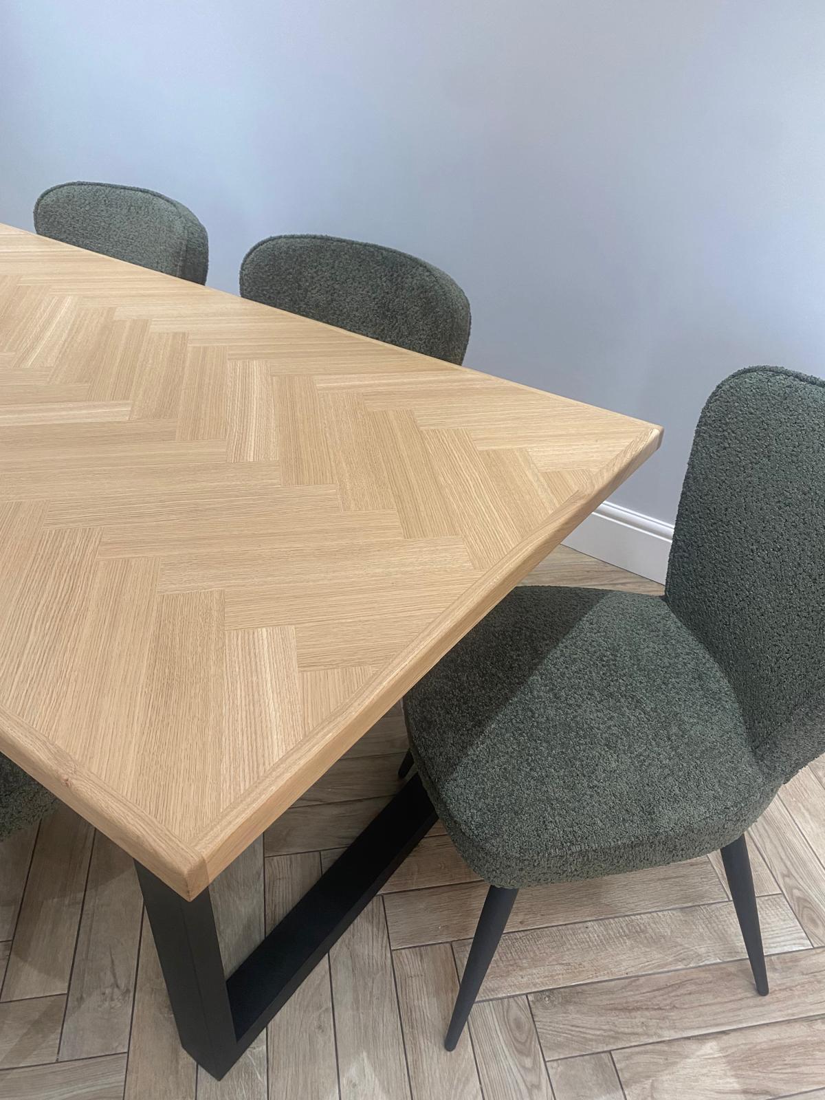 Haydn Herringbone 2m Fixed Top Dining Table Only - Natural Oak
