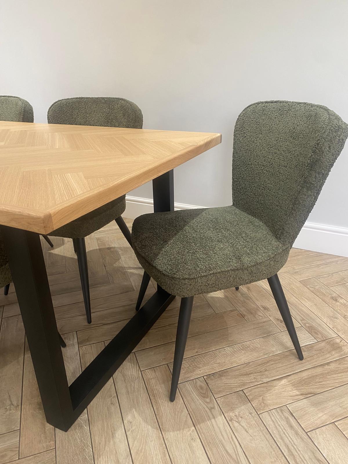 Haydn Herringbone 2m Fixed Top Dining Table Only - Natural Oak