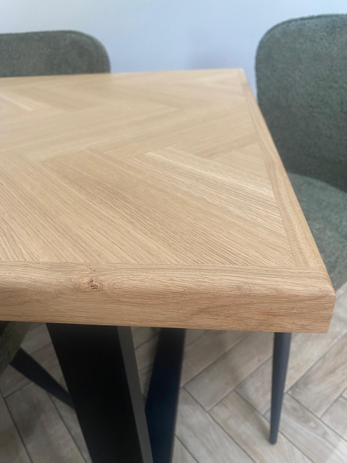 Haydn Herringbone 2m Fixed Top Dining Table Only - Natural Oak