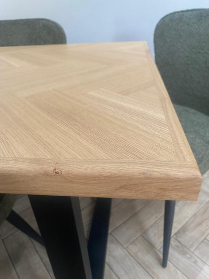 Haydn Herringbone 2m Fixed Top Dining Table Only - Natural Oak