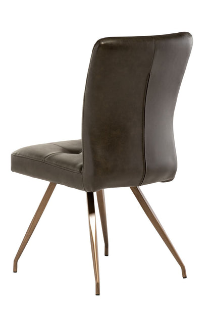 Kilikanoon Dining Chair Set of 2, Brown with Brushed Brass Leg
