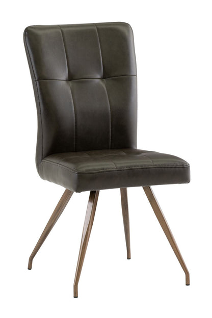 Kilikanoon Dining Chair Set of 2, Brown with Brushed Brass Leg