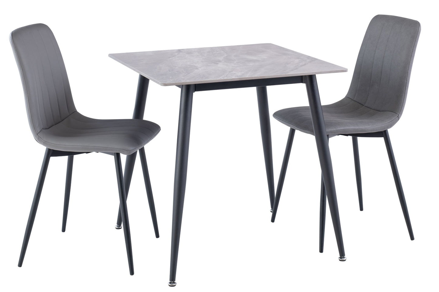 Lorca 0.75M Square Dining Table, Grey with Black Leg