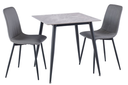 Lorca 0.75M Square Dining Table, Grey with Black Leg