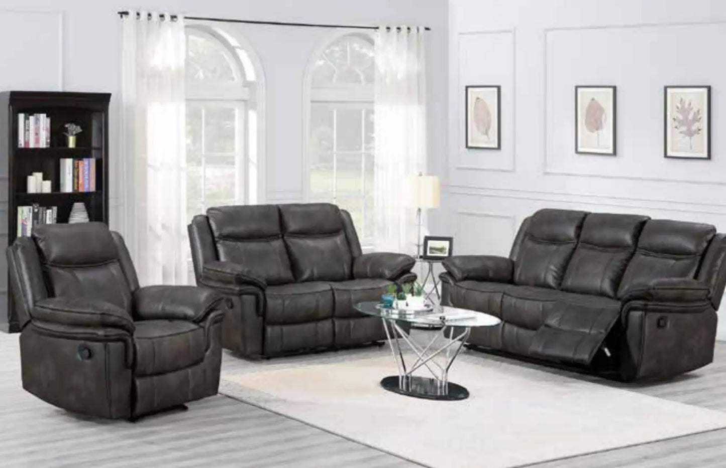 Lucan 2 Seater Manual Recliner - Grey Leatherair