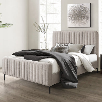 Clarissa 4'6  Double Bed - Beige Fabric