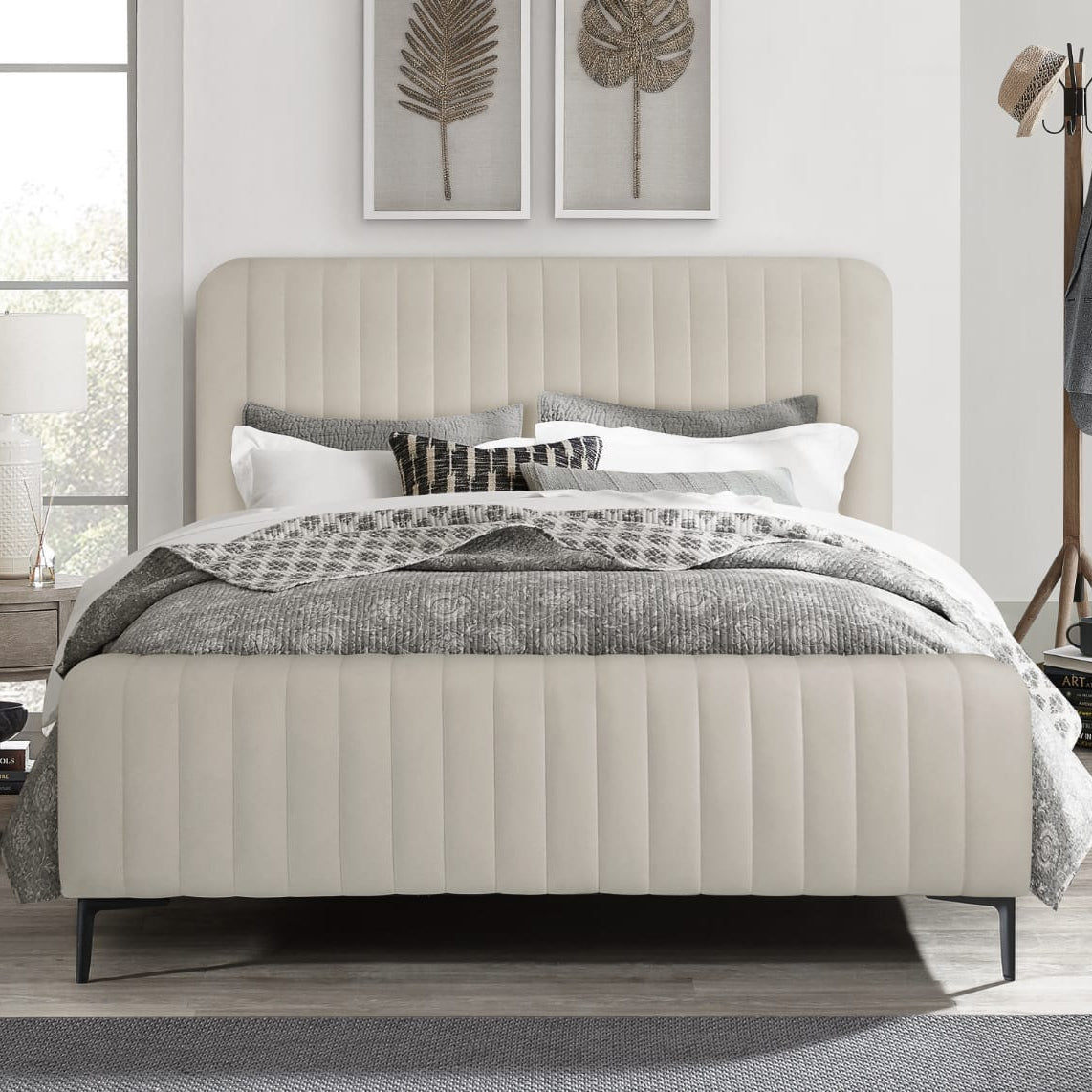 Clarissa 5'0  King Size Bed - Beige Fabric