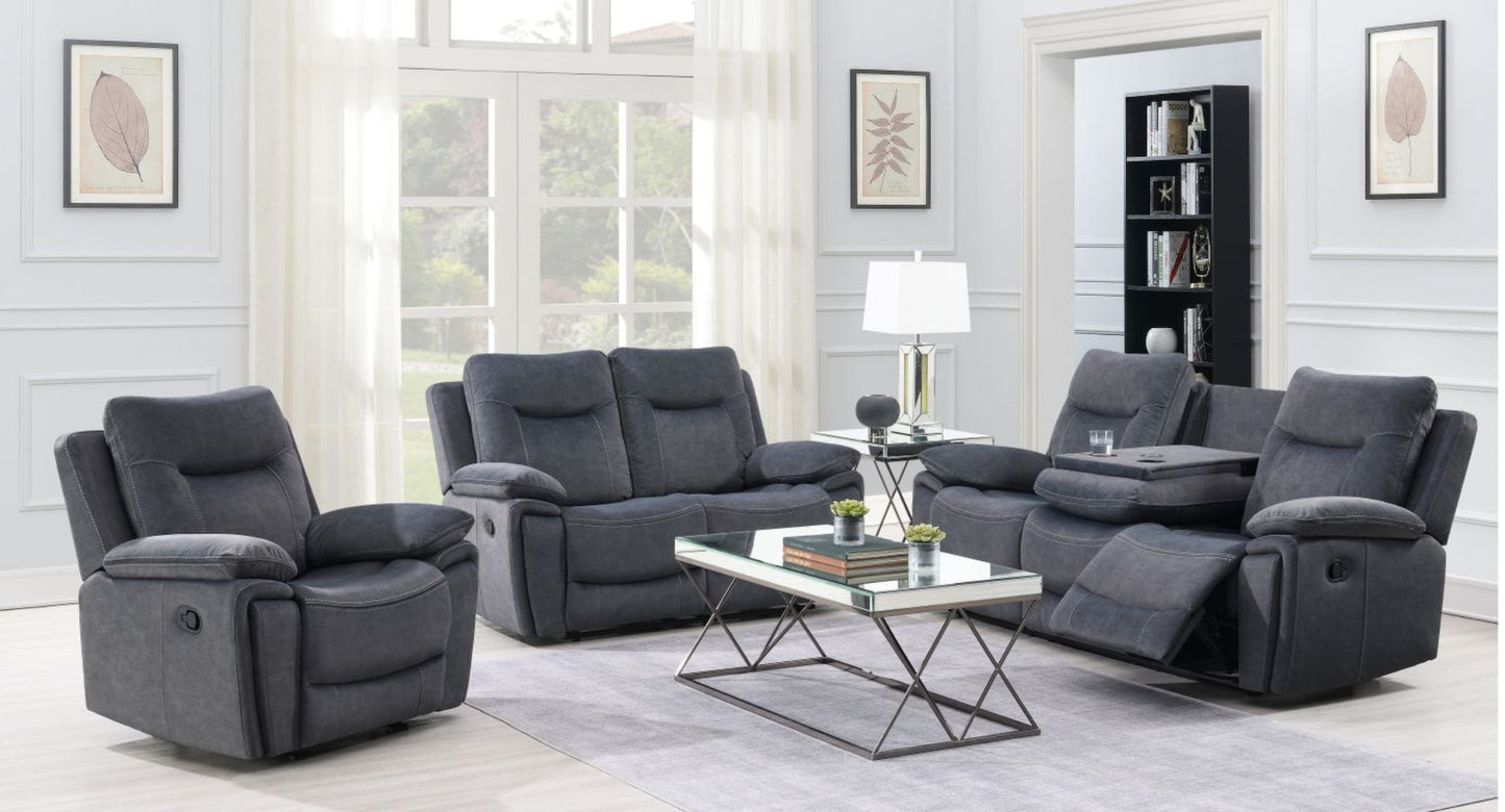 Foxlands 3+2+1 Seater Manual Recliner with Dropdown Table - Grey