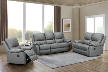 Galway Leather Manual Recliner - Grey