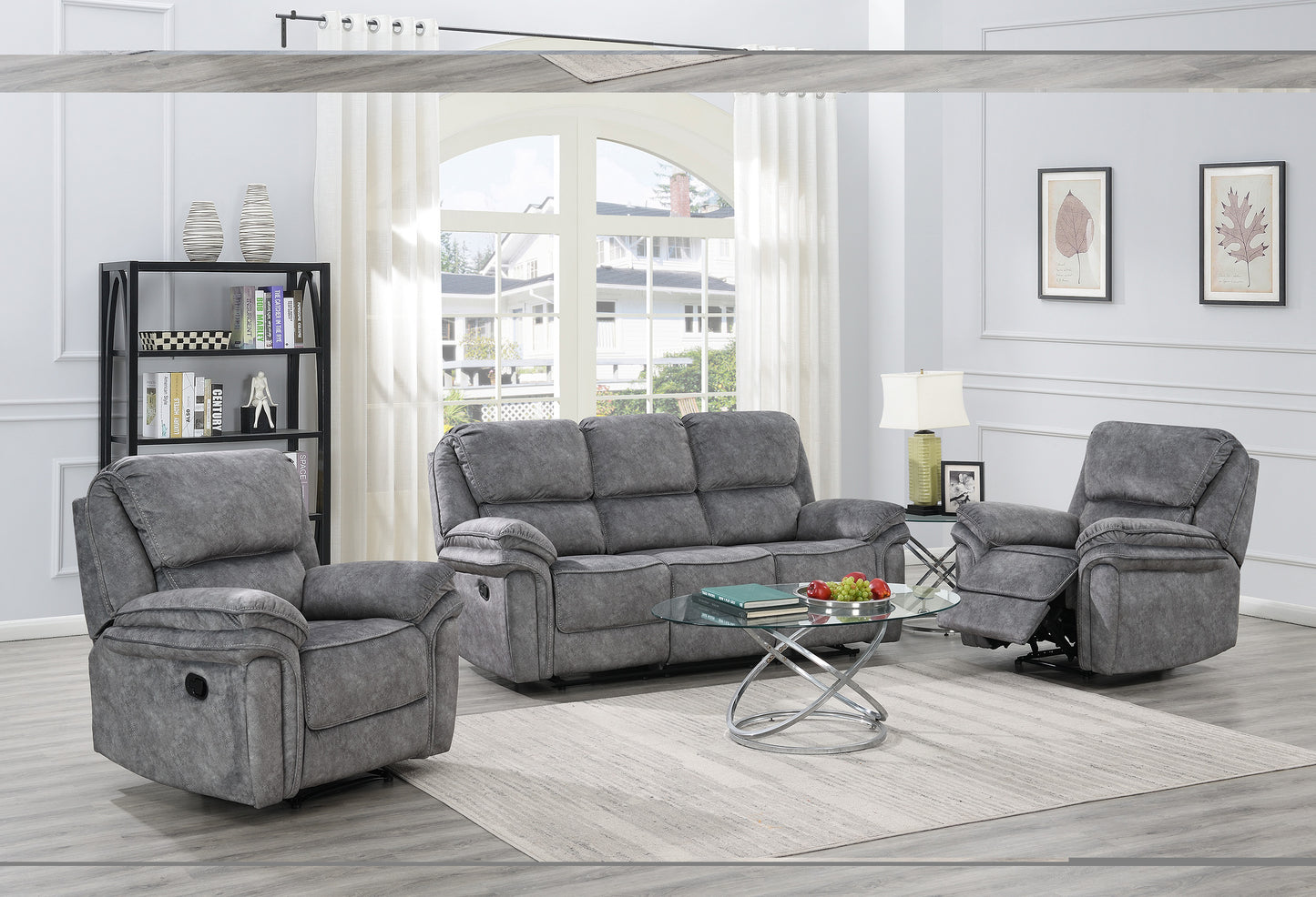 Grange 1 Seater Fabric Manual Recliner- Dark Grey