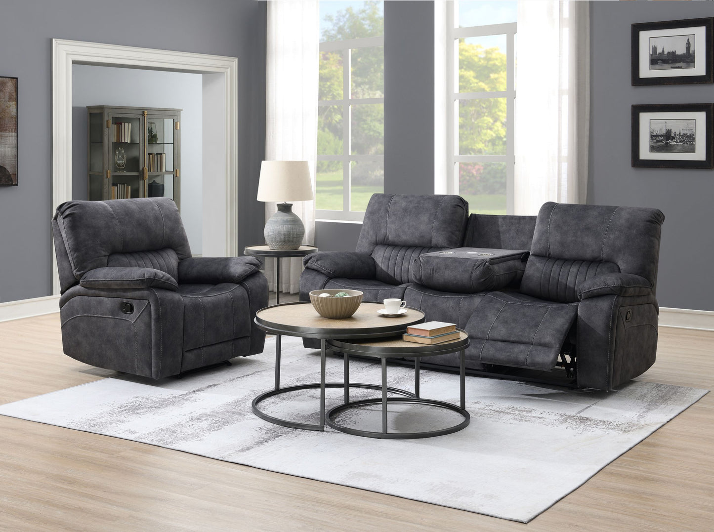 Hazelbrook 3+1+1 Manual Recliner - Grey