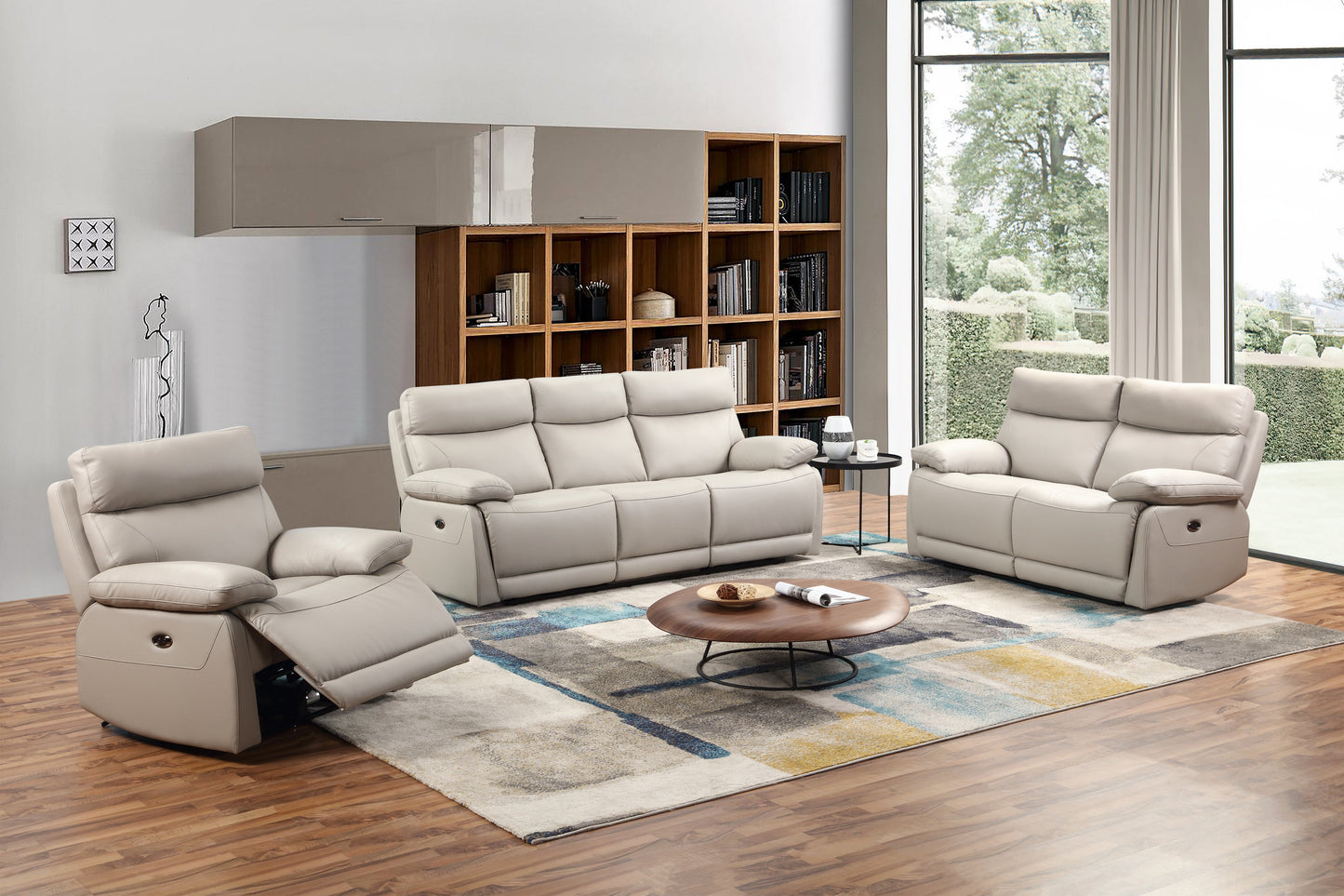 Lansville 1 Seater Leather  Electric Recliner - Grey