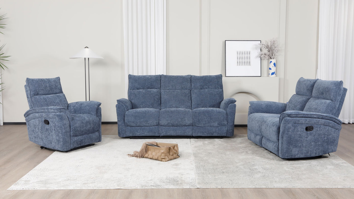 Loughmore 2 Seater Fabric Manual Recliner - Blue