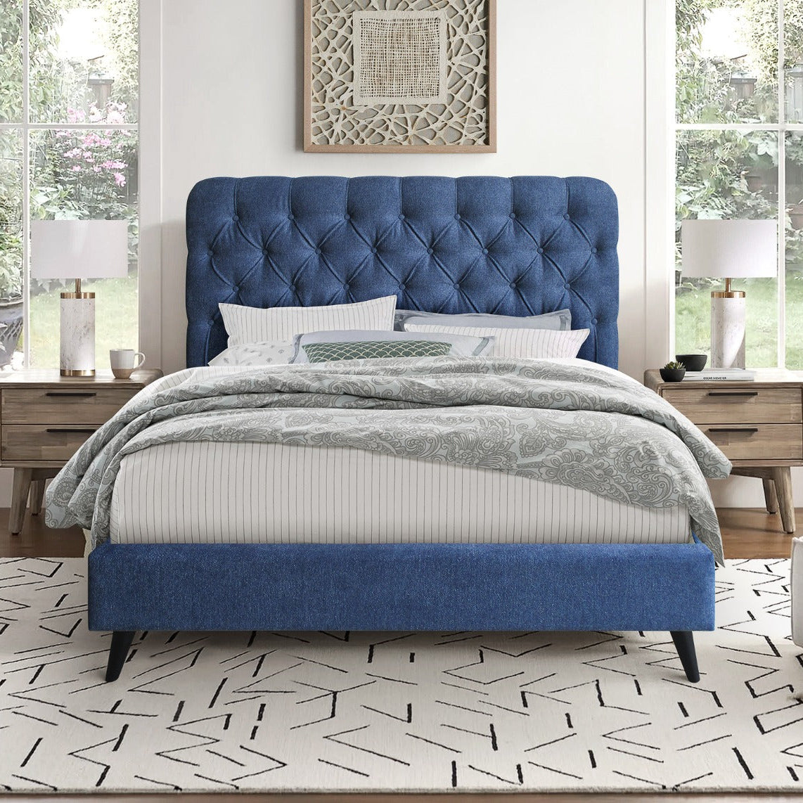 Penelope 5'0  King Size Bed- Blue