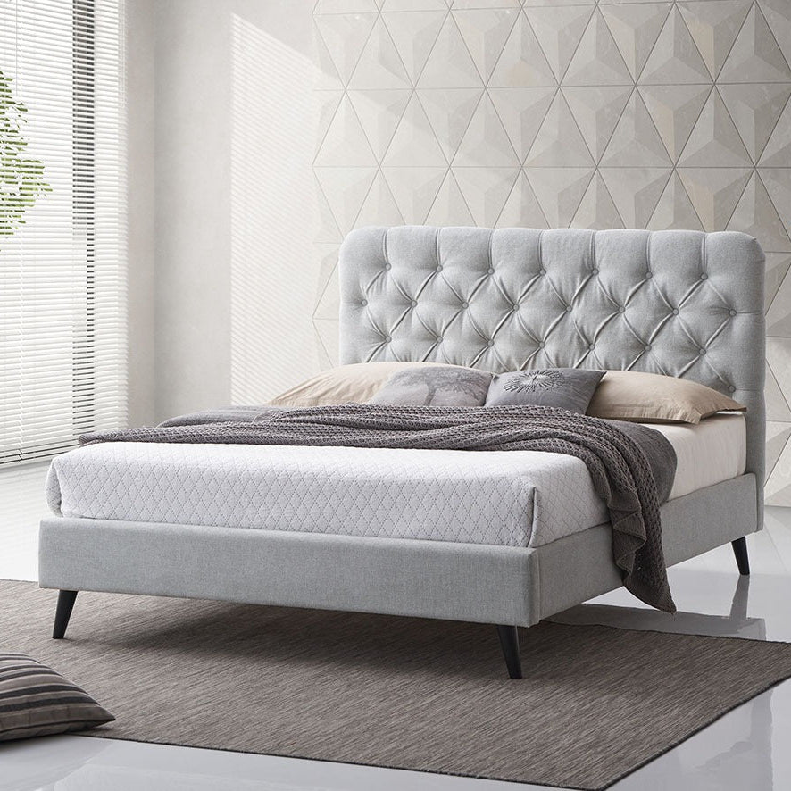 Penelope 5'0  King Size Bed- Light Grey Fabric