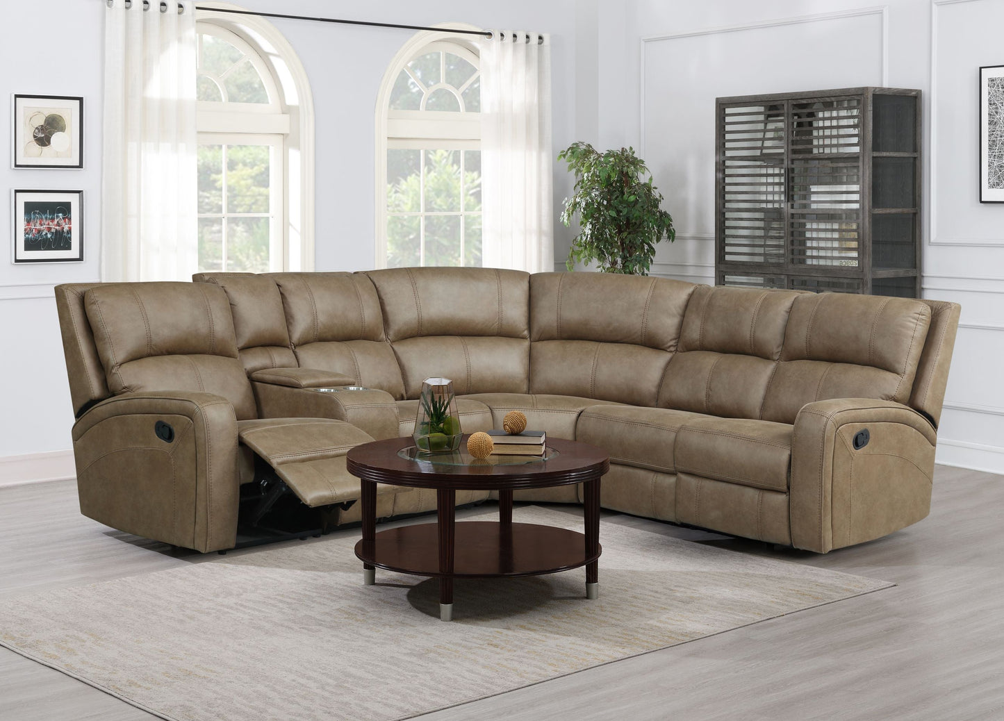 Ringwoods Corner Group Fabric Manual  Recliner-Tan