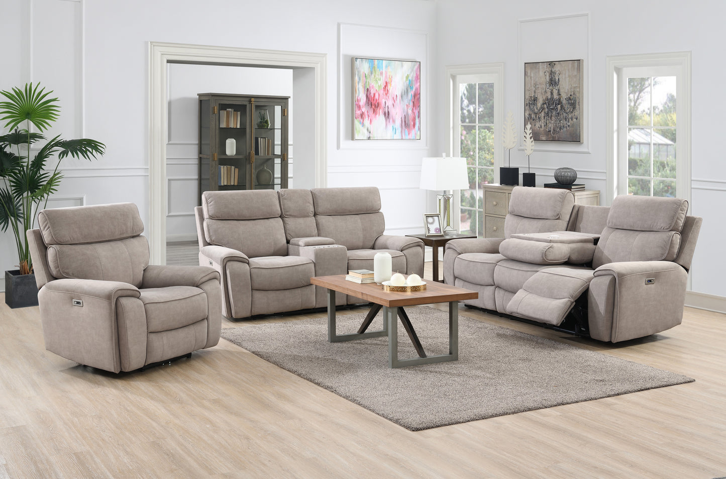 Springhill-3-Seater-Fabric-Electric-Recliner-Beige