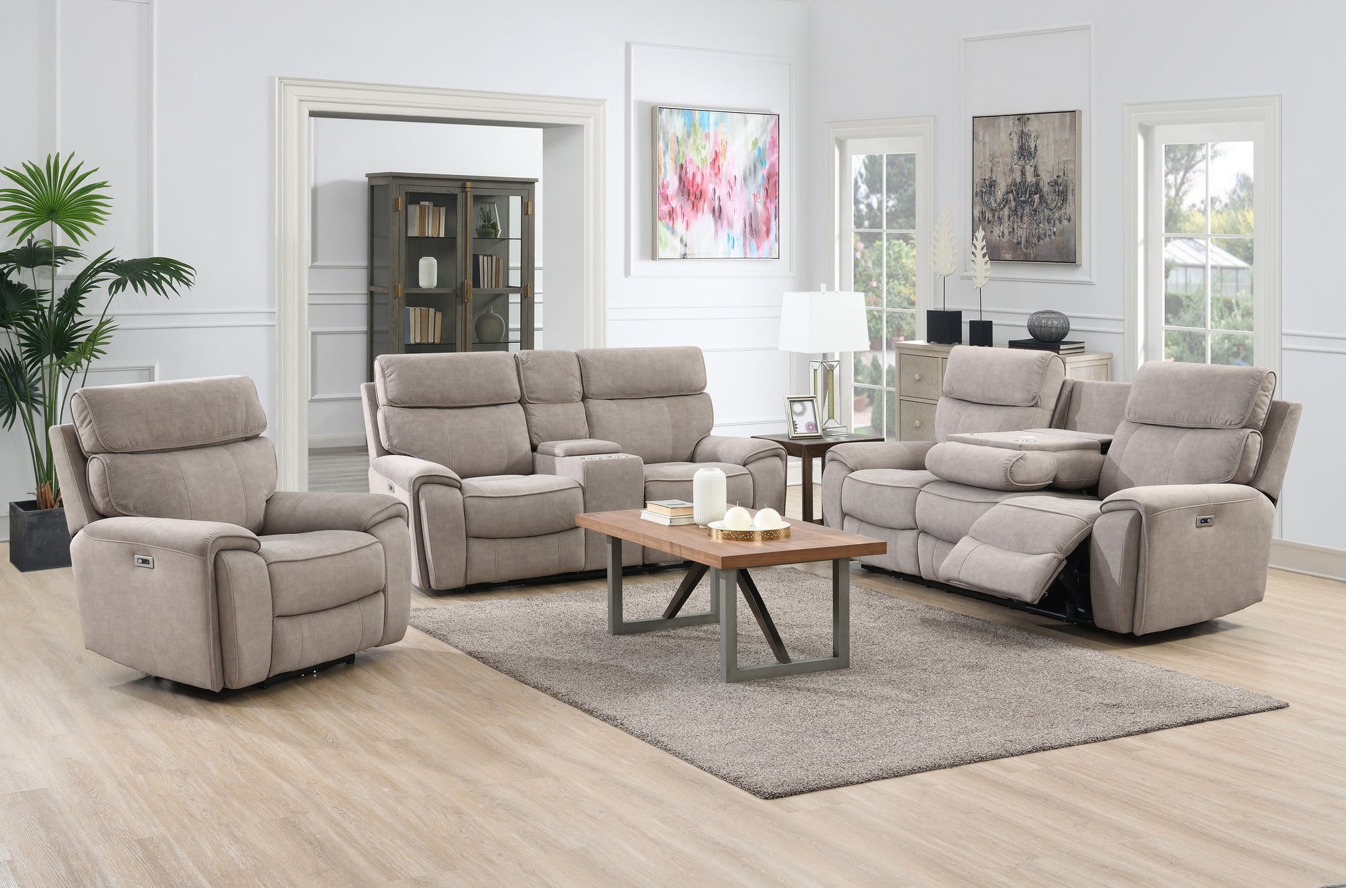Springhill-3-Seater-Fabric-Electric-Recliner-Beige