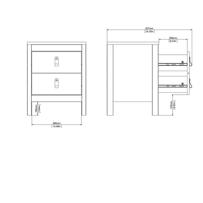 Madrid 2 Drawer Nightstand - White