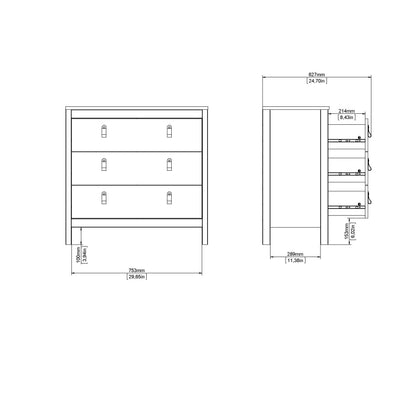 Madrid 3 Drawer Chest - Black