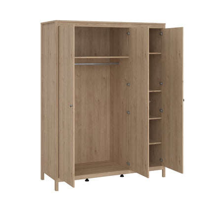 Madrid 3 Piece Bedroom Set with 3 Door Robe - Jackson Hickory