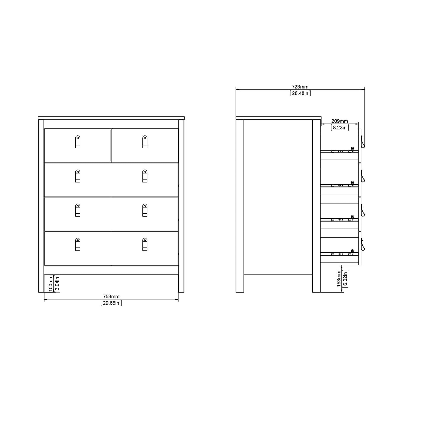 Madrid 3+2 Chest - Black