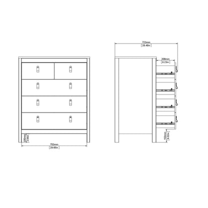 Madrid 3+2 Chest - Black